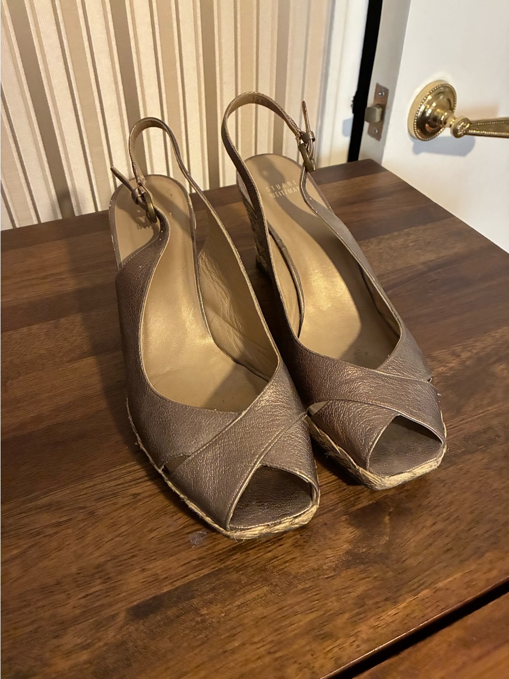 Slingback Espadrille Wedge Sandals in Taupe Stuart Weitzman  size 11